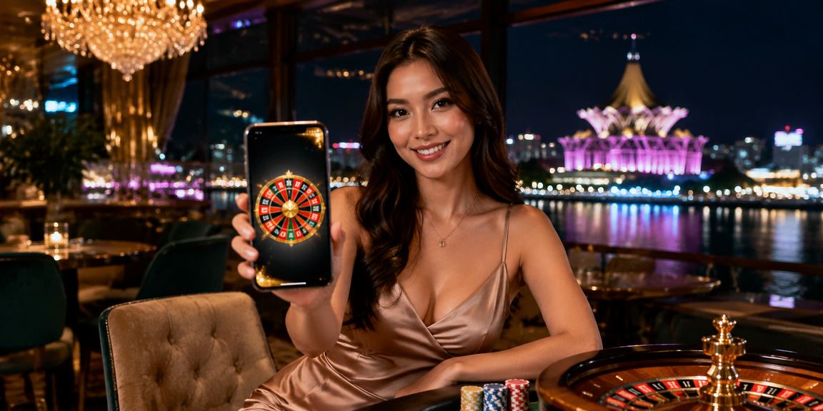 Meja rolet kasino langsung u17 dengan dealer profesional dan roda berputar dalam siaran video HD